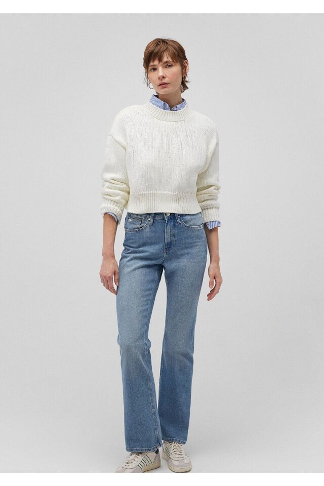 MAVİ KADIN BISIKLET YAKA KAZAK Kırık Beyaz 1710515-70057