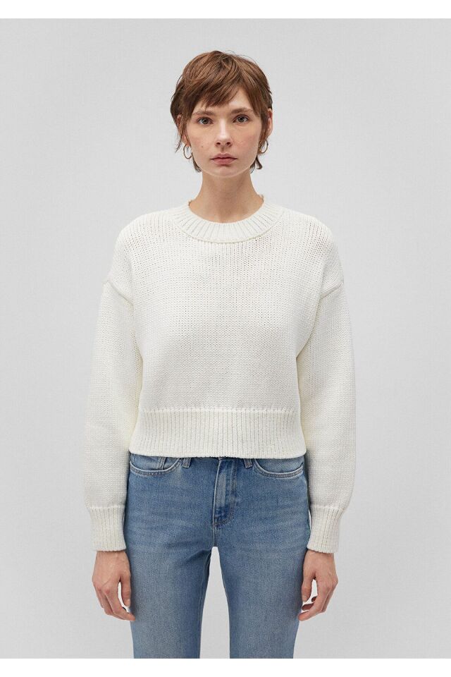 MAVİ KADIN BISIKLET YAKA KAZAK Kırık Beyaz 1710515-70057