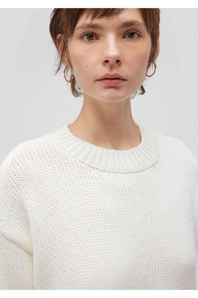 MAVİ KADIN BISIKLET YAKA KAZAK Kırık Beyaz 1710515-70057