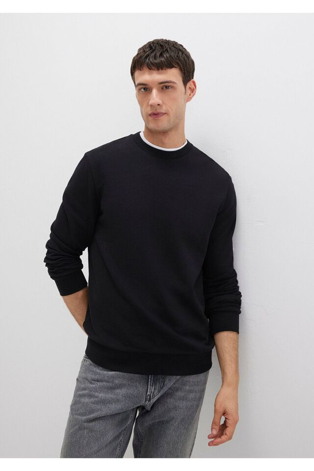 MAVİ ERKEK BİSİKLET YAKA SWEATSHIRT  Siyah 0S10457-900