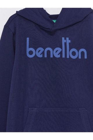 BENETTON ERKEK ÇOCUK E SMU UK_BENETTON YAZILI KAPŞONLU SWEATSHİRT 222A3BC1C202J