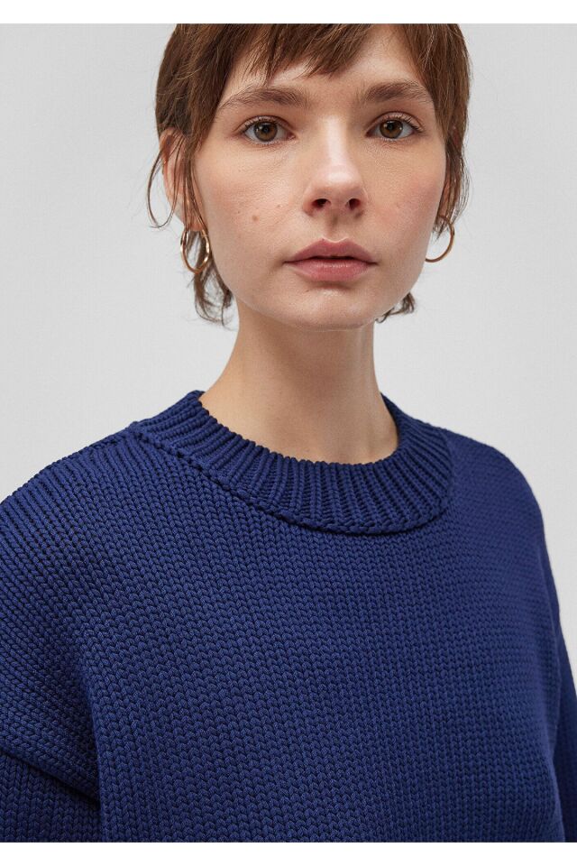 MAVİ KADIN BISIKLET YAKA KAZAK Koyu Lacivert 1710515-84371