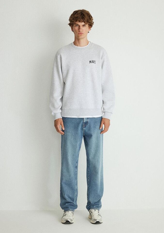 MAVİ ERKEK MAVİ BASKILI SWEATSHIRT Kar Gri MelanJ 0611716-85438