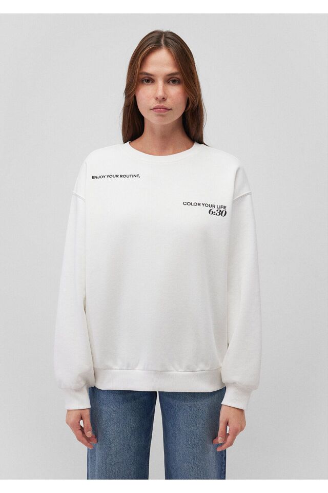 MAVİ KADIN BİSİKLET YAKA SWEATSHIRT Kırık Beyaz 1S10286-70057