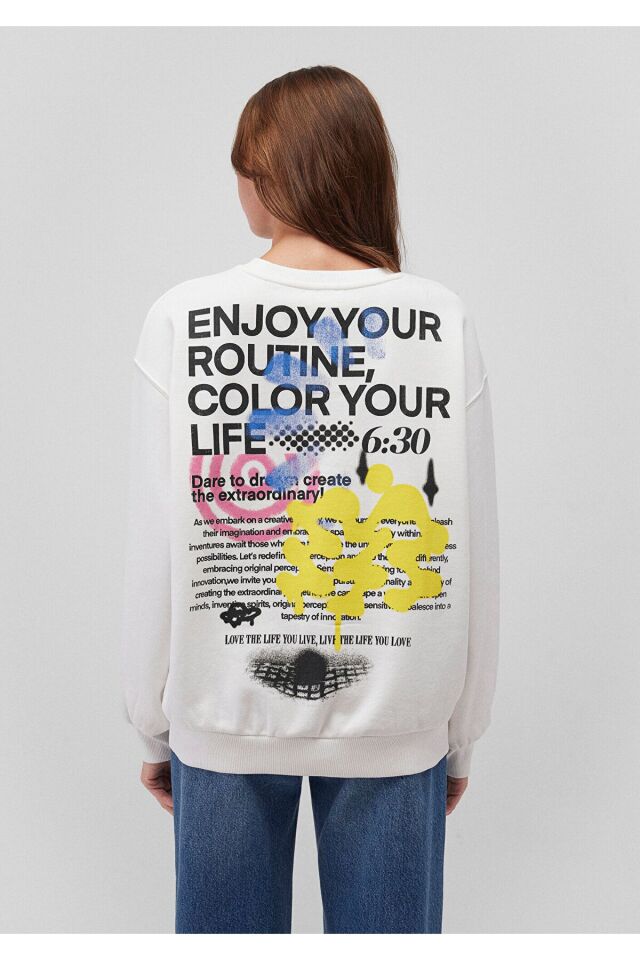 MAVİ KADIN BİSİKLET YAKA SWEATSHIRT Kırık Beyaz 1S10286-70057