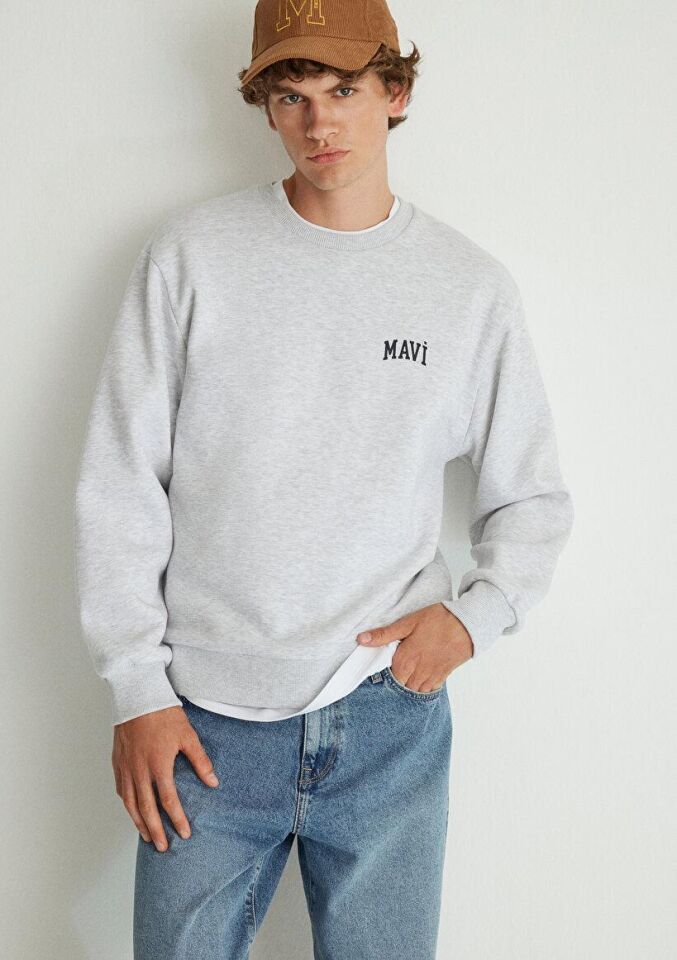 MAVİ ERKEK MAVİ BASKILI SWEATSHIRT Kar Gri MelanJ 0611716-85438 GRİ - L
