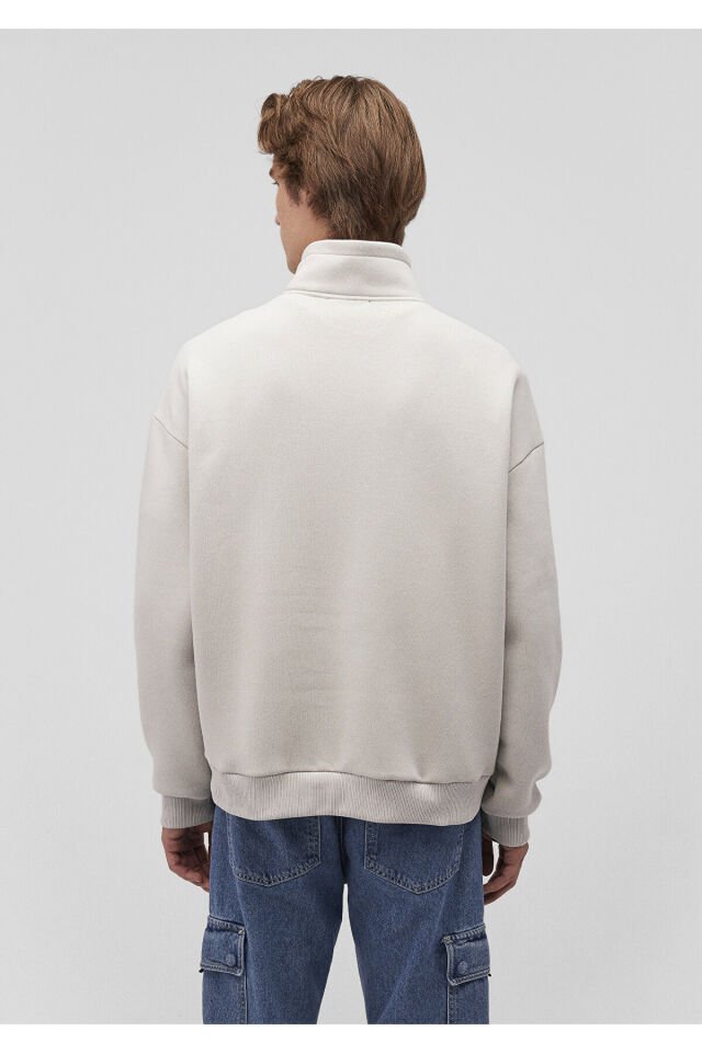 MAVİ ERKEK YARIM FERMUARLI SWEATSHIRT Açık Gri 0S10208-70074