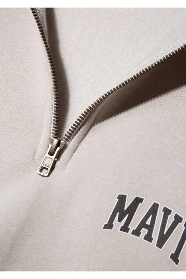 MAVİ ERKEK YARIM FERMUARLI SWEATSHIRT Açık Gri 0S10208-70074