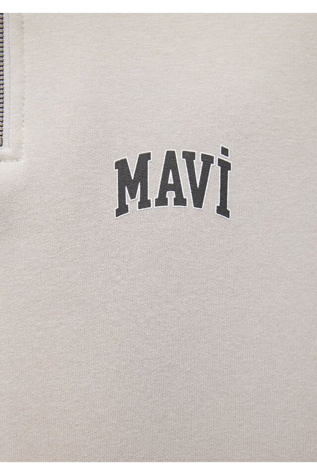 MAVİ ERKEK YARIM FERMUARLI SWEATSHIRT Açık Gri 0S10208-70074