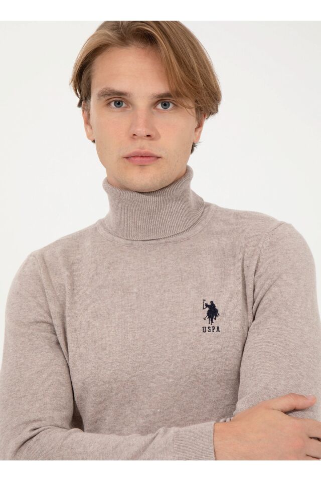 US POLO ASSN ERKEK TRİKO KAZAK G081SZ0TK Vizon Melanj - S