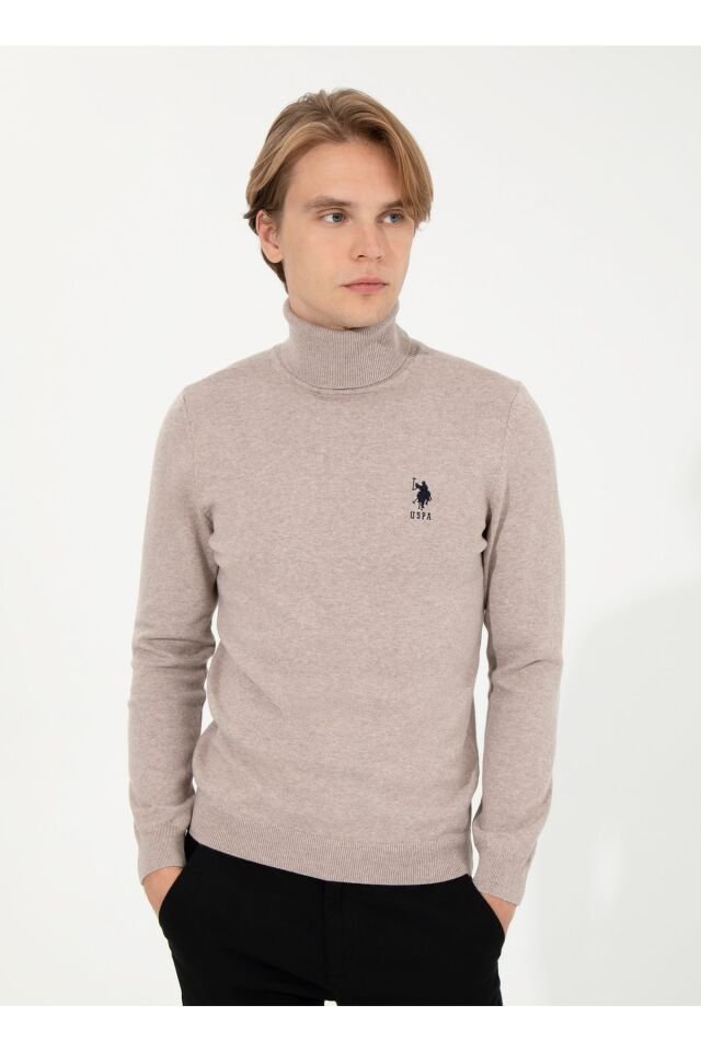 US POLO ASSN ERKEK TRİKO KAZAK G081SZ0TK Vizon Melanj - S