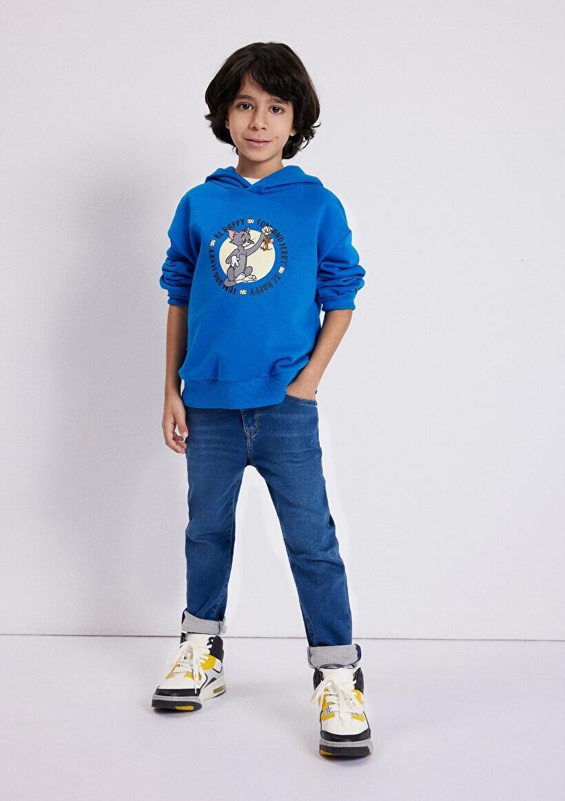 MAVİ ÇOCUK TOM & JERRY BASKILI KAPÜŞONLU SWEATSHIRT 6S10030-70910