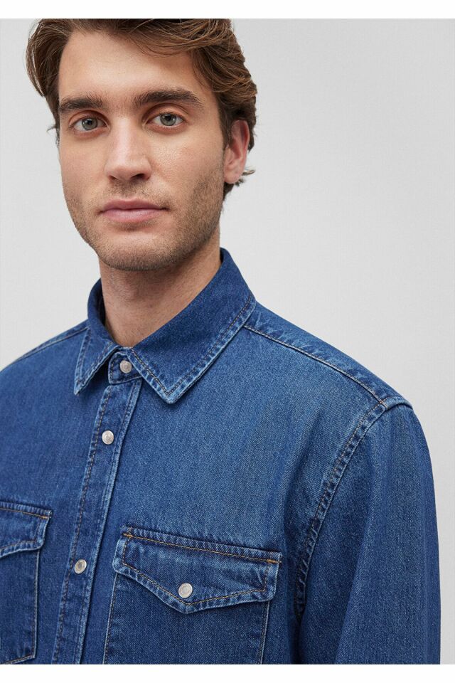 MAVİ ERKEK GÖMLEK TED Dark Brushed Denim 0210909-87935 MAVİ - L