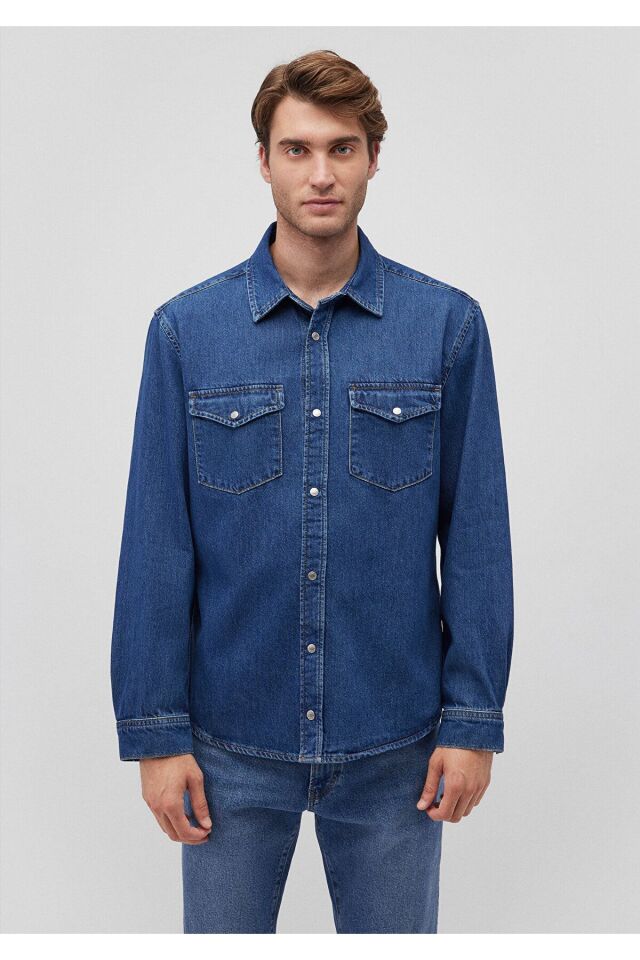 MAVİ ERKEK GÖMLEK TED Dark Brushed Denim 0210909-87935 MAVİ - S