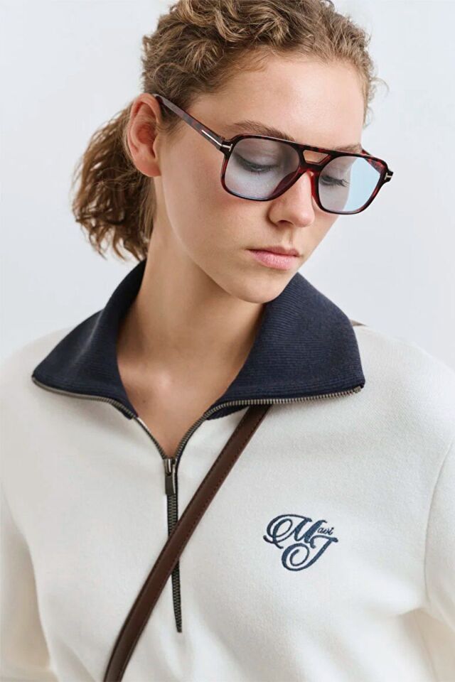 MAVİ KADIN YARIM FERMUARLI TRİKO Kırık Beyaz 1710687-70057