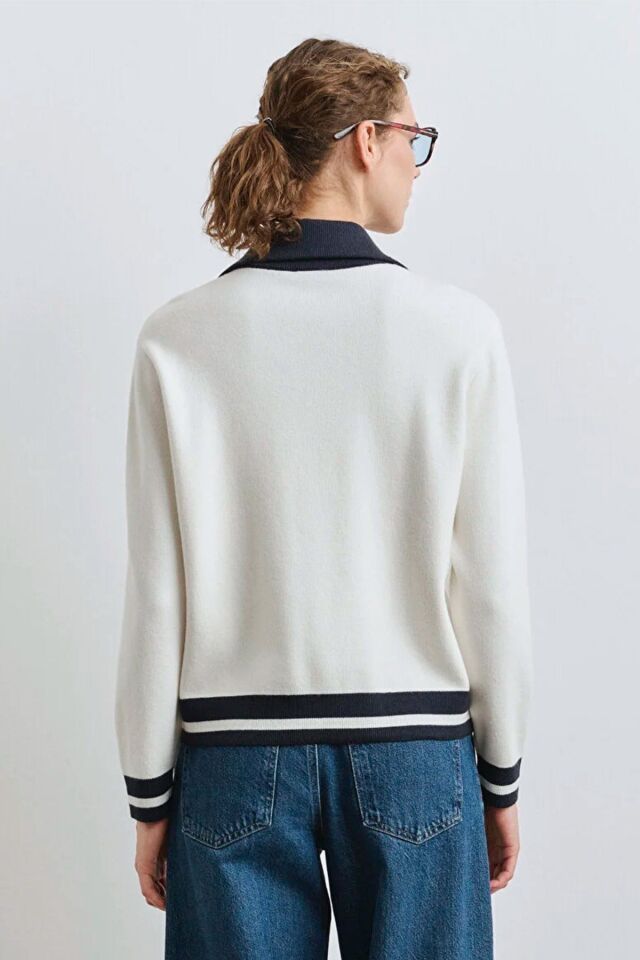 MAVİ KADIN YARIM FERMUARLI TRİKO Kırık Beyaz 1710687-70057