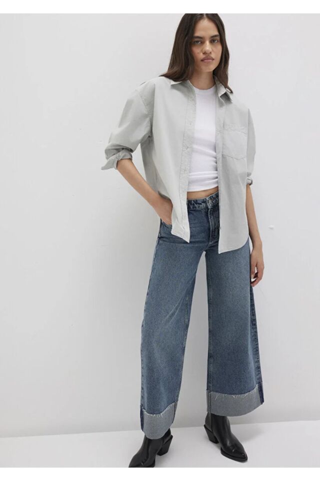 MAVİ KADIN UZUN KOLLU GÖMLEK Açık Gri 1211180-70075