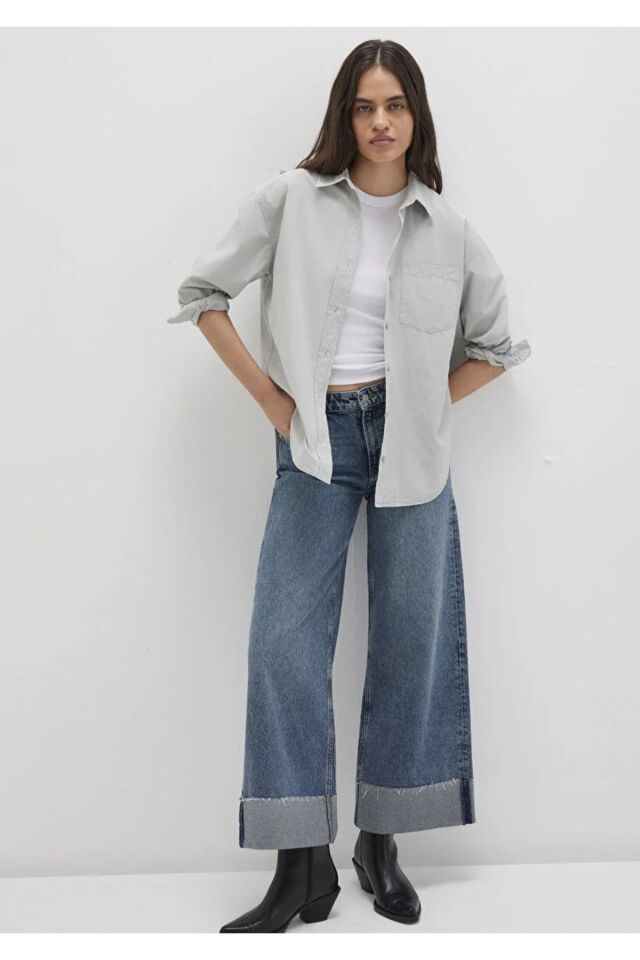 MAVİ KADIN UZUN KOLLU GÖMLEK Açık Gri 1211180-70075