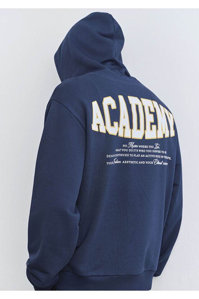 MAVİ ERKEK ACADEMY KAPÜŞONLU SWEATSHIRT Pageant Blu 0S10375-89353
