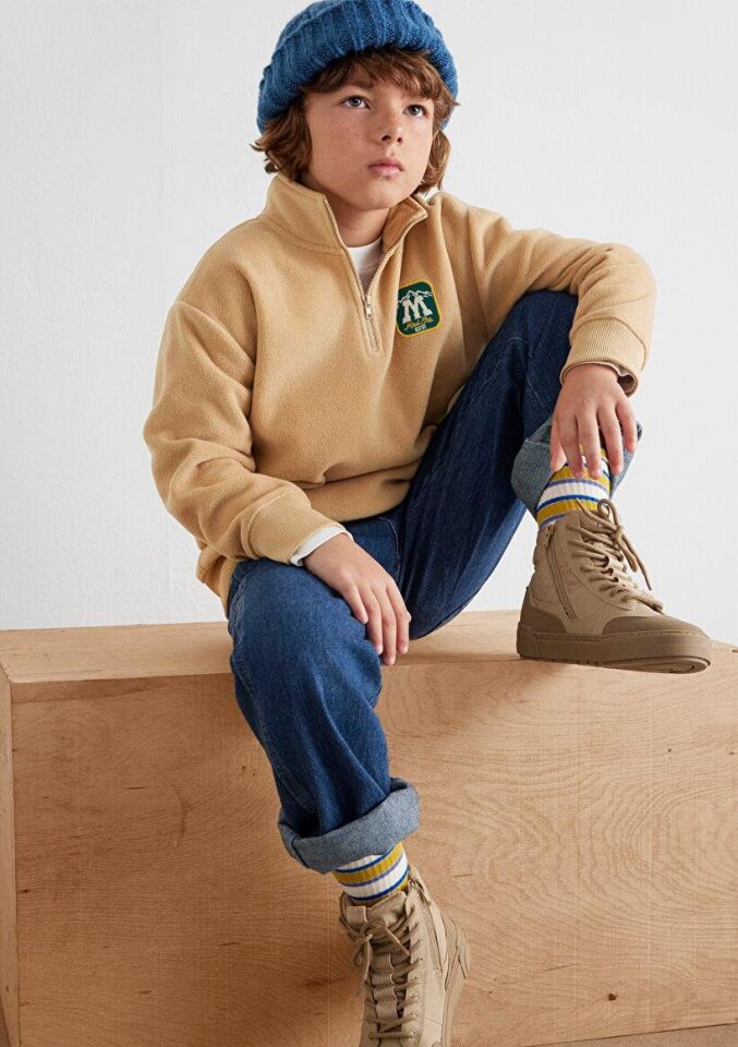 MAVİ ÇOCUK M ARMALI YARI FERMUARLI POLAR SWEATSHIRT 6S10153-83859