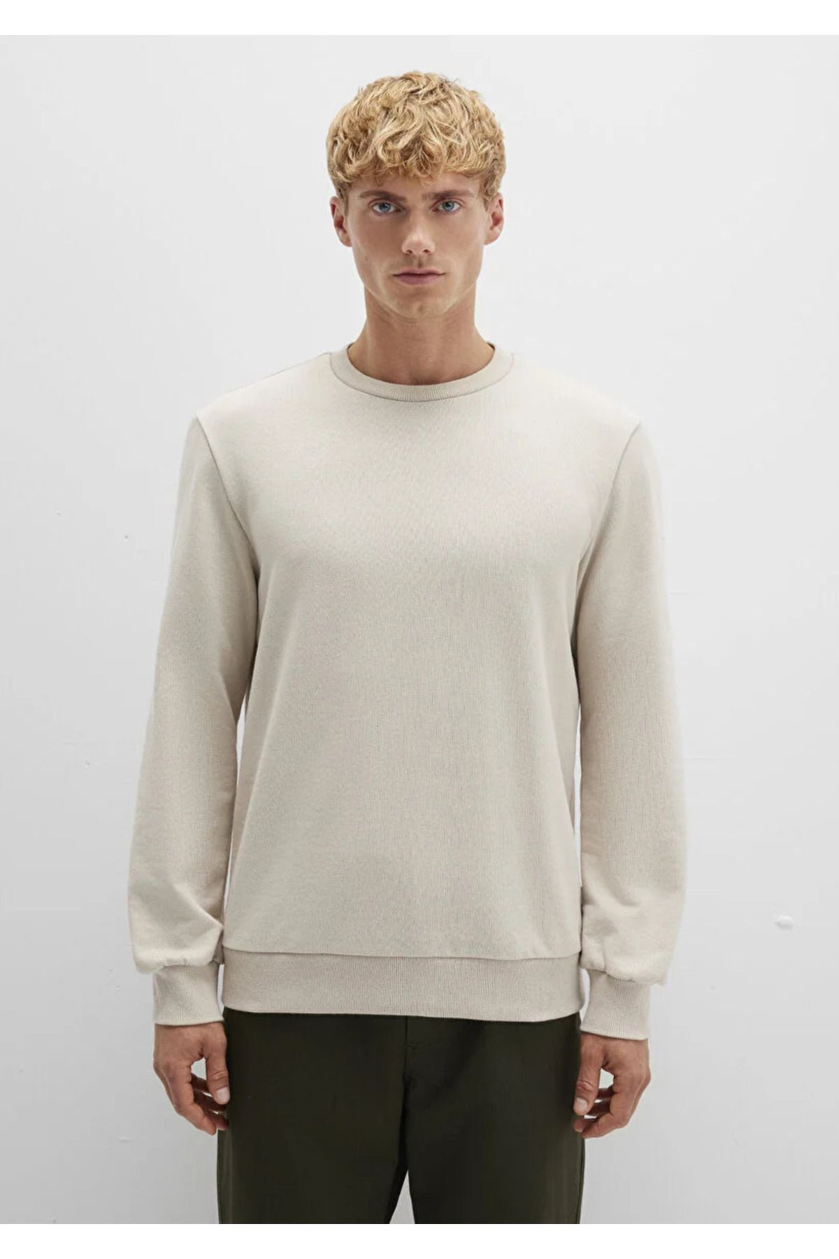 MAVİ ERKEK BİSİKLET YAKA SWEATSHIRT  Soluk Toz Beji 0S10457-35111