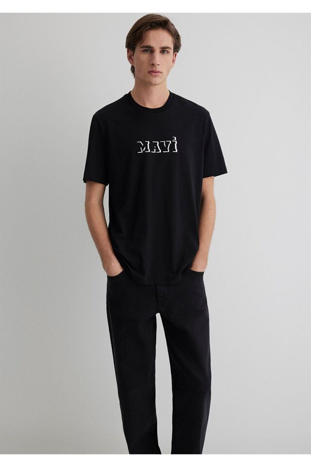 MAVİ ERKEK MAVİ BASKILI TİŞÖRT Siyah 0612686-900