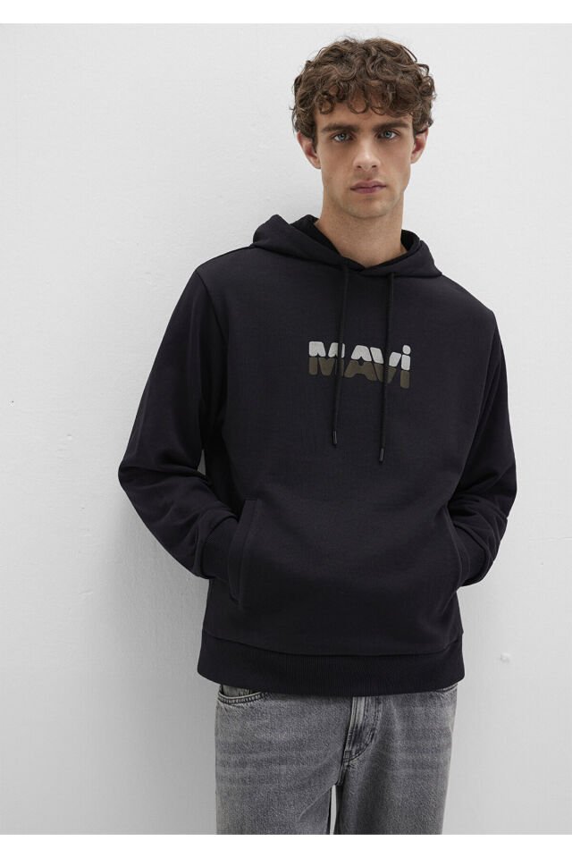 MAVİ ERKEK MAVİ KAPÜŞONLU SWEATSHIRT Siyah 0S10395-900