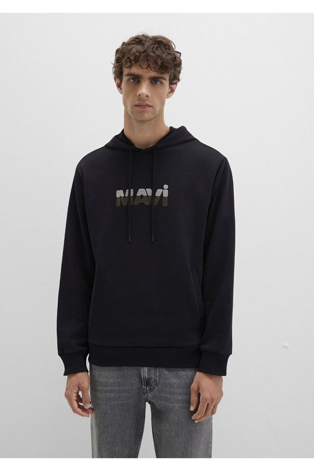 MAVİ ERKEK MAVİ KAPÜŞONLU SWEATSHIRT Siyah 0S10395-900