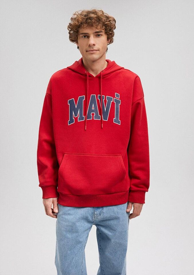 MAVİ ERKEK MAVİ BASKILI SWEATSHIRT Koyu Acı Kırmızı 067149-70464