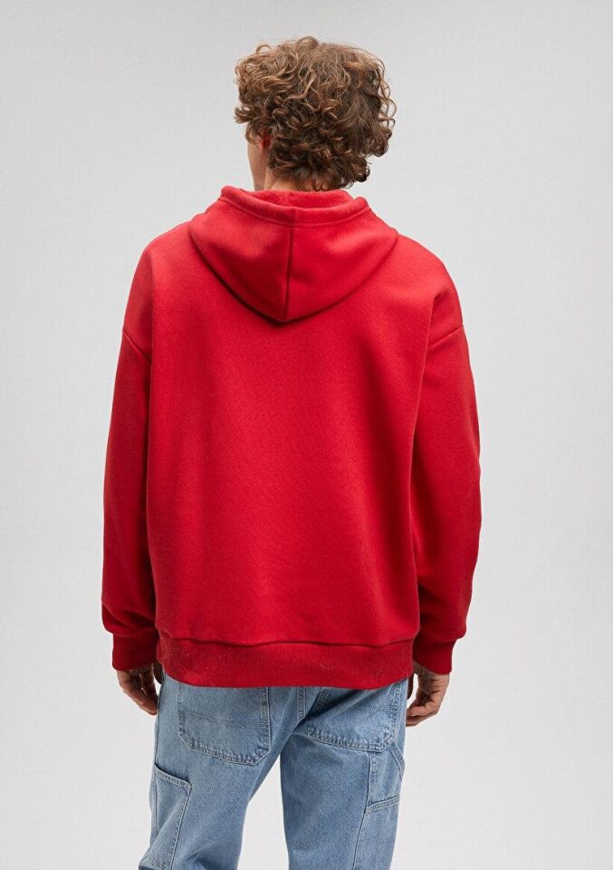 MAVİ ERKEK MAVİ BASKILI SWEATSHIRT Koyu Acı Kırmızı 067149-70464