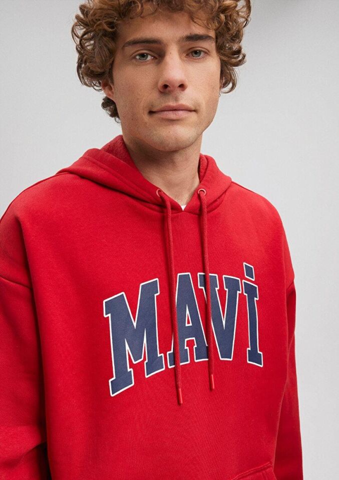 MAVİ ERKEK MAVİ BASKILI SWEATSHIRT Koyu Acı Kırmızı 067149-70464