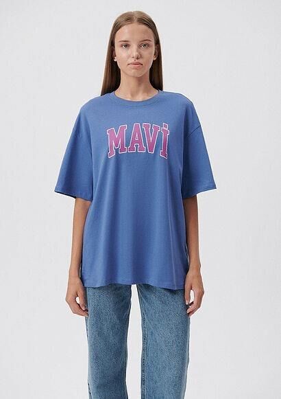 MAVİ KADIN MAVİ BASKILI TİŞÖRT Bleached Denim 1600843-70662