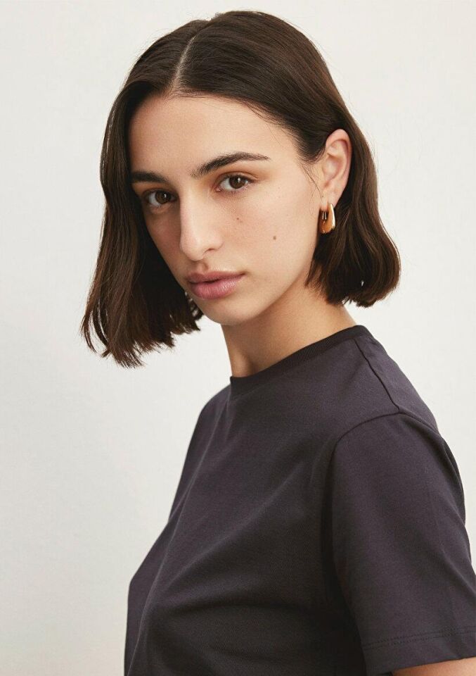 MAVİ KADIN BASIC SHORT SLEEVE TEE Kömür 1600965-70087