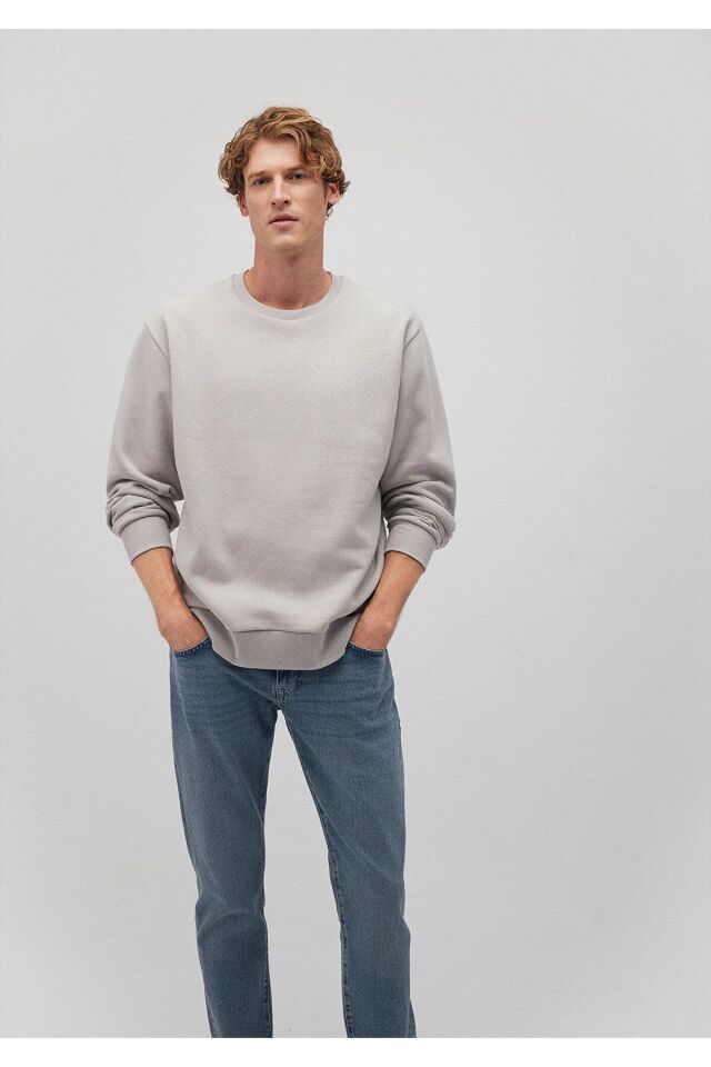 MAVİ ERKEK BİSİKLET YAKA SWEATSHIRT  Açık Gri 0S10276-81582