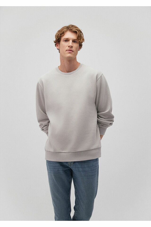 MAVİ ERKEK BİSİKLET YAKA SWEATSHIRT  Açık Gri 0S10276-81582