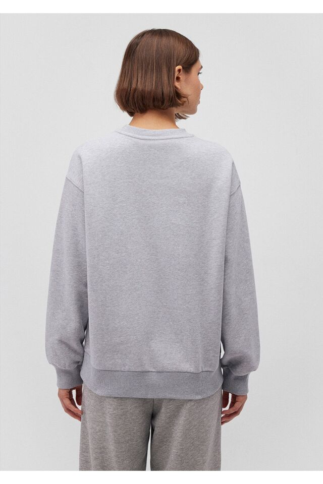 MAVİ KADIN BISIKLET YAKA LOGO SWEATSHIRT  Açık Gri 1S10147-80196