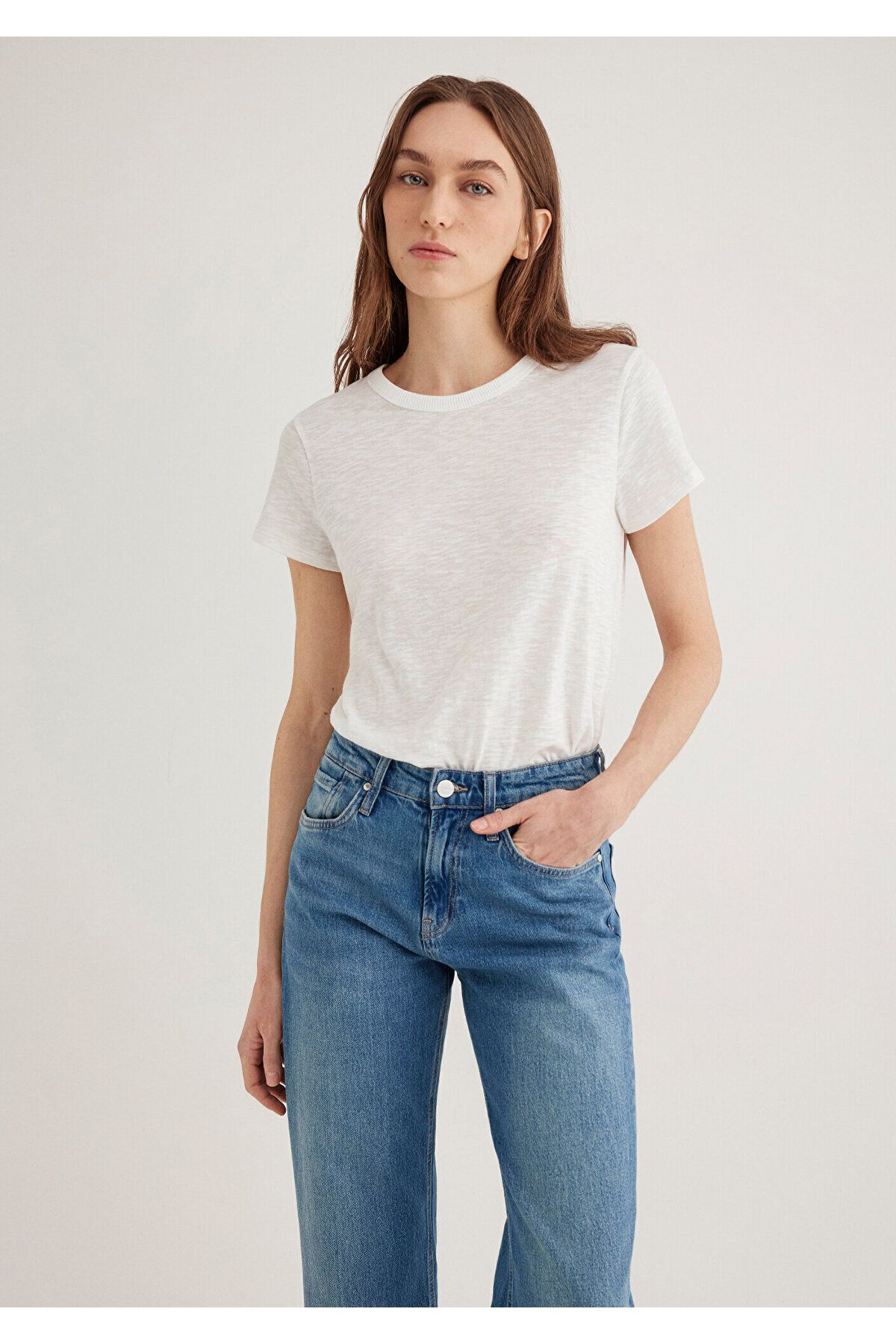 MAVİ KADIN BİSİKLET YAKA  BASIC Kırık Beyaz 1613075-70057