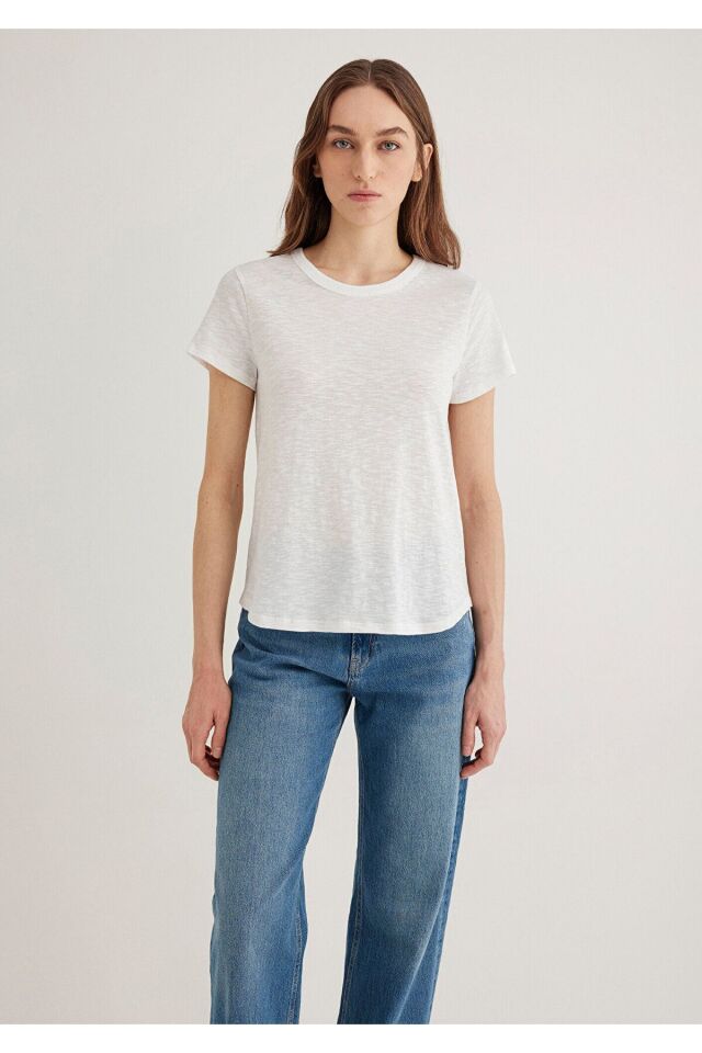 MAVİ KADIN BİSİKLET YAKA  BASIC Kırık Beyaz 1613075-70057