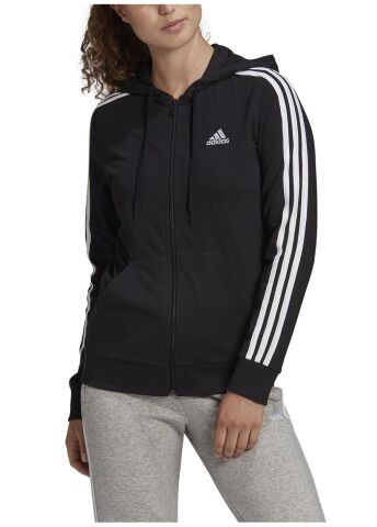 ADİDAS KADIN ESSENTİALS KAPÜŞONLU EŞOFMAN ÜST W 3S SJ FZ HD GL0798 SİYAH - XL