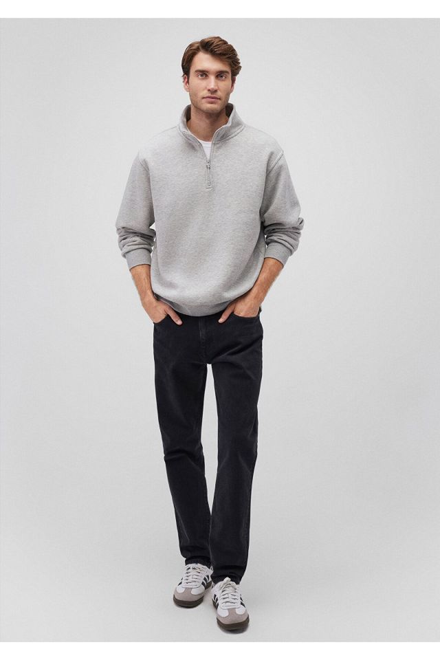 MAVİ ERKEK YARIM FERMUARLI SWEATSHIRT Açık Gri Mela 0S10278-80196
