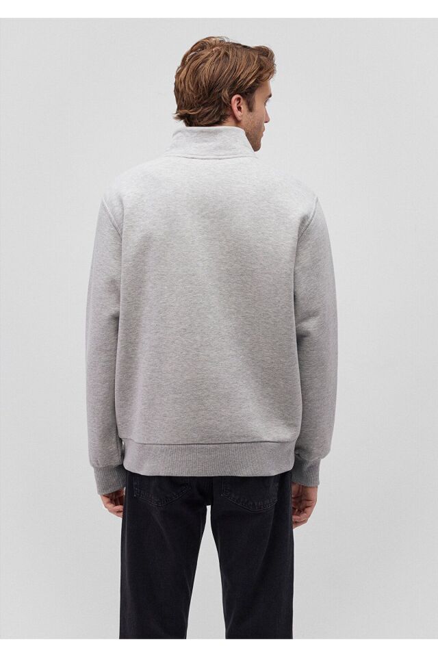 MAVİ ERKEK YARIM FERMUARLI SWEATSHIRT Açık Gri Mela 0S10278-80196