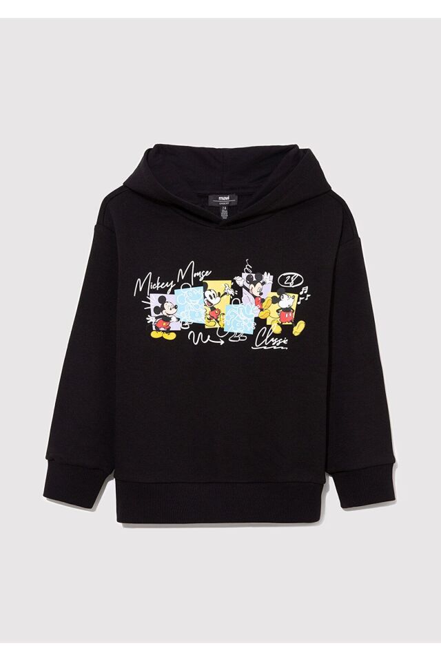 MAVİ ÇOCUK MICKEY BASKILI KAPÜŞONLU SWEATSHIRT Siya 6S10088-900