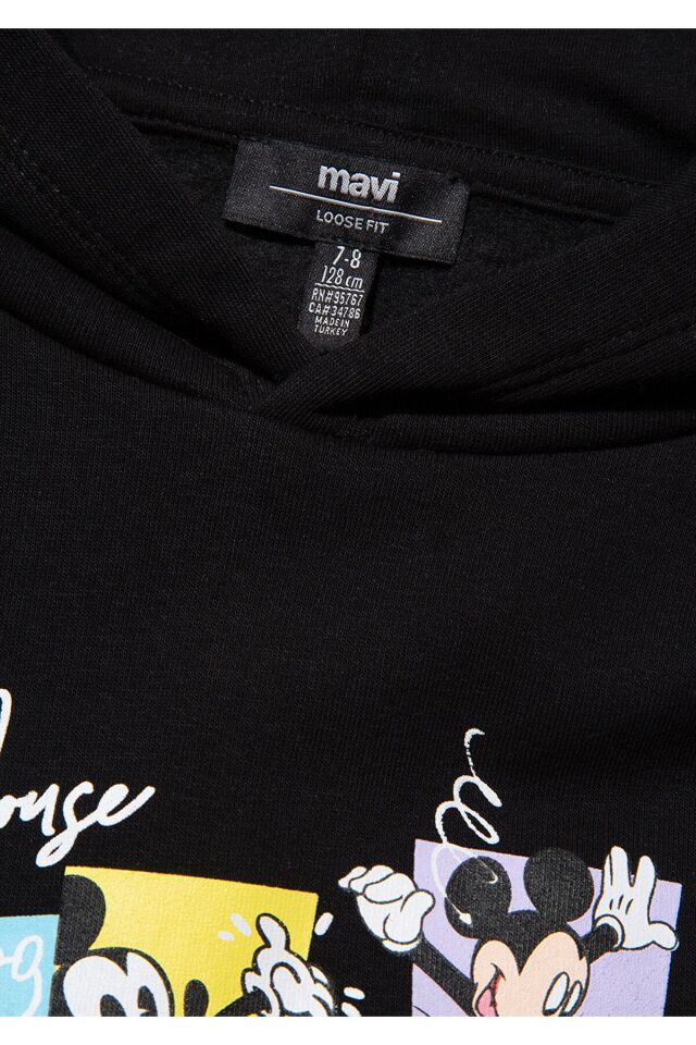 MAVİ ÇOCUK MICKEY BASKILI KAPÜŞONLU SWEATSHIRT Siya 6S10088-900