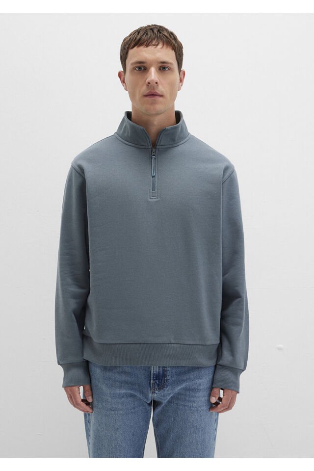MAVİ ERKEK YARIM FERMUARLI SWEATSHIRT Fırtına Gri 0S10278-80889