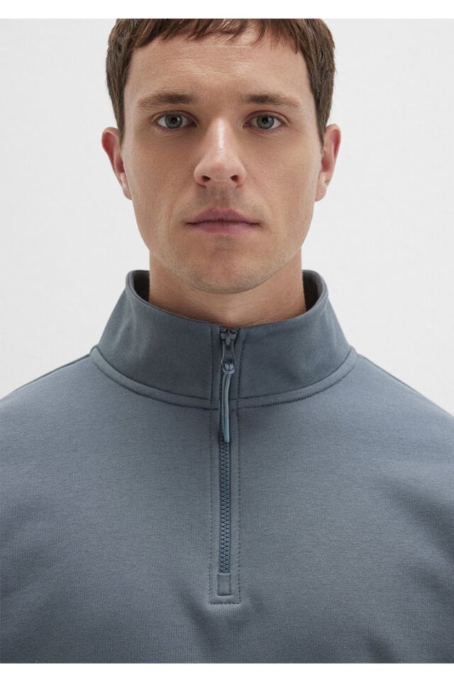 MAVİ ERKEK YARIM FERMUARLI SWEATSHIRT Fırtına Gri 0S10278-80889