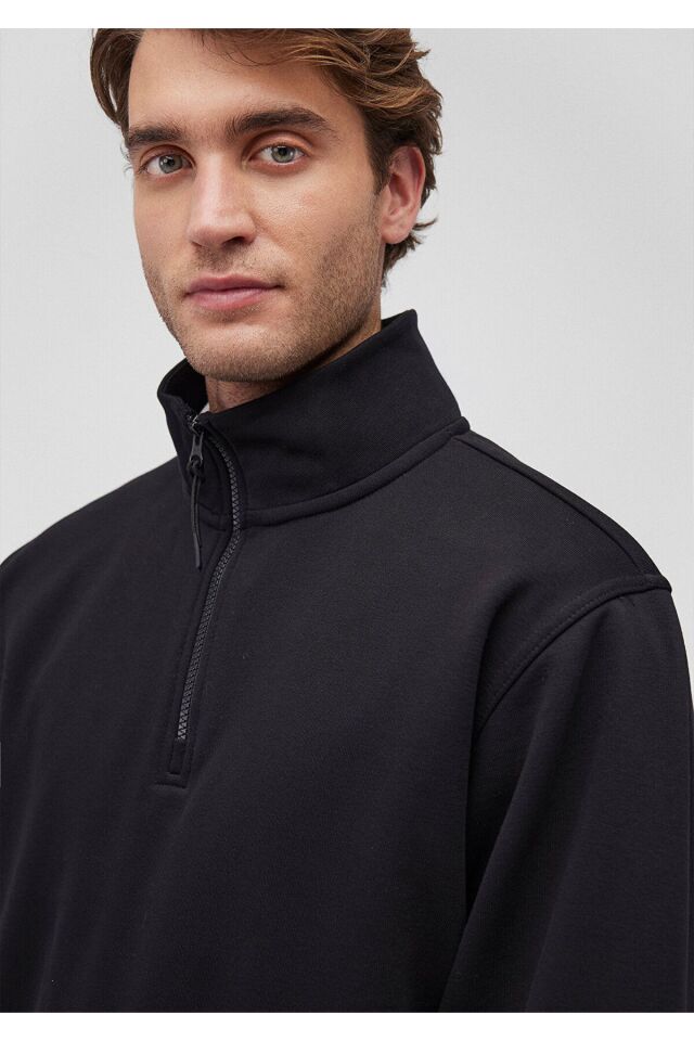 MAVİ ERKEK YARIM FERMUARLI SWEATSHIRT Siyah 0S10278-900
