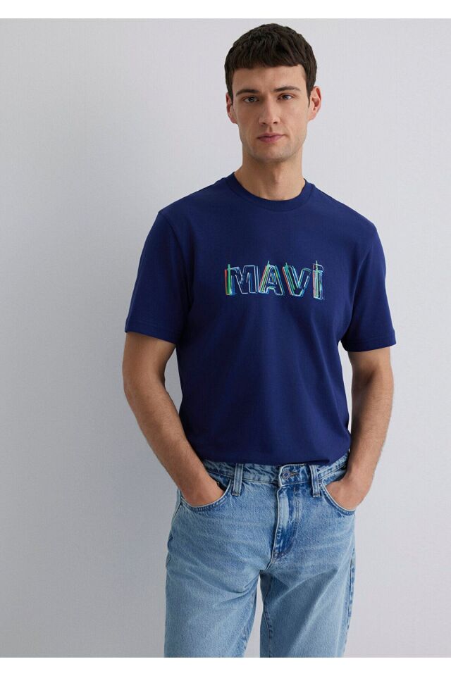 MAVİ ERKEK MAVİ BASKILI TİŞÖRT Koyu Derin Lacivert 0612587-70496