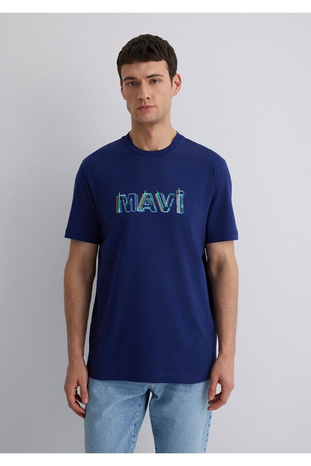 MAVİ ERKEK MAVİ BASKILI TİŞÖRT Koyu Derin Lacivert 0612587-70496
