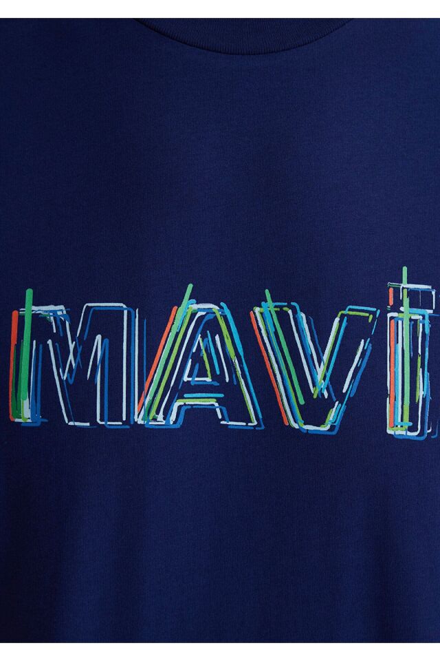 MAVİ ERKEK MAVİ BASKILI TİŞÖRT Koyu Derin Lacivert 0612587-70496