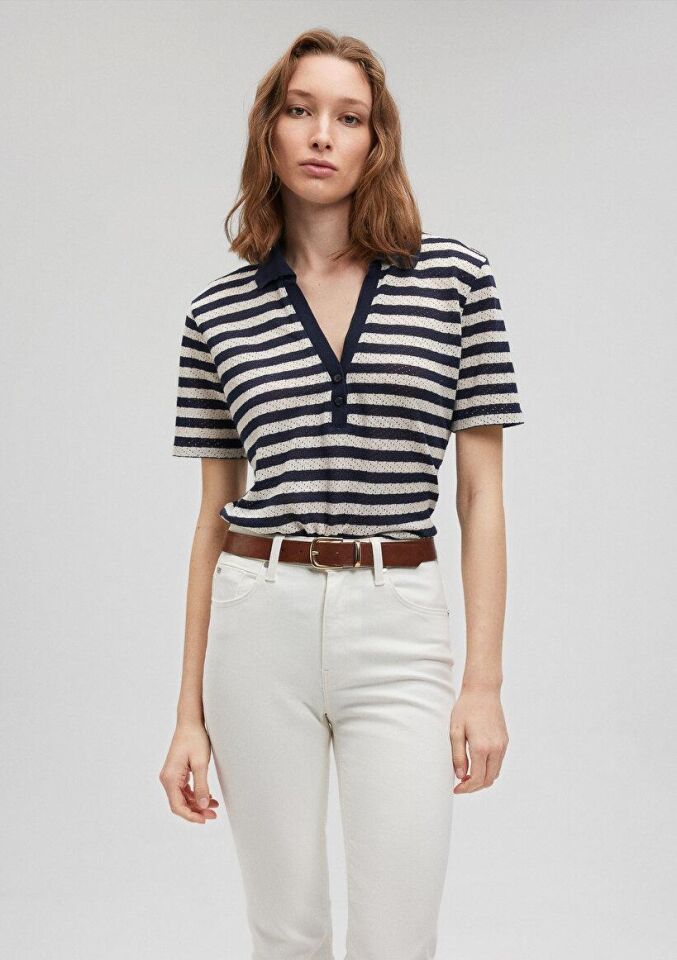 MAVİ KADIN POLO YAKA PENYE Navy Blazer Stripe 1612300-86625